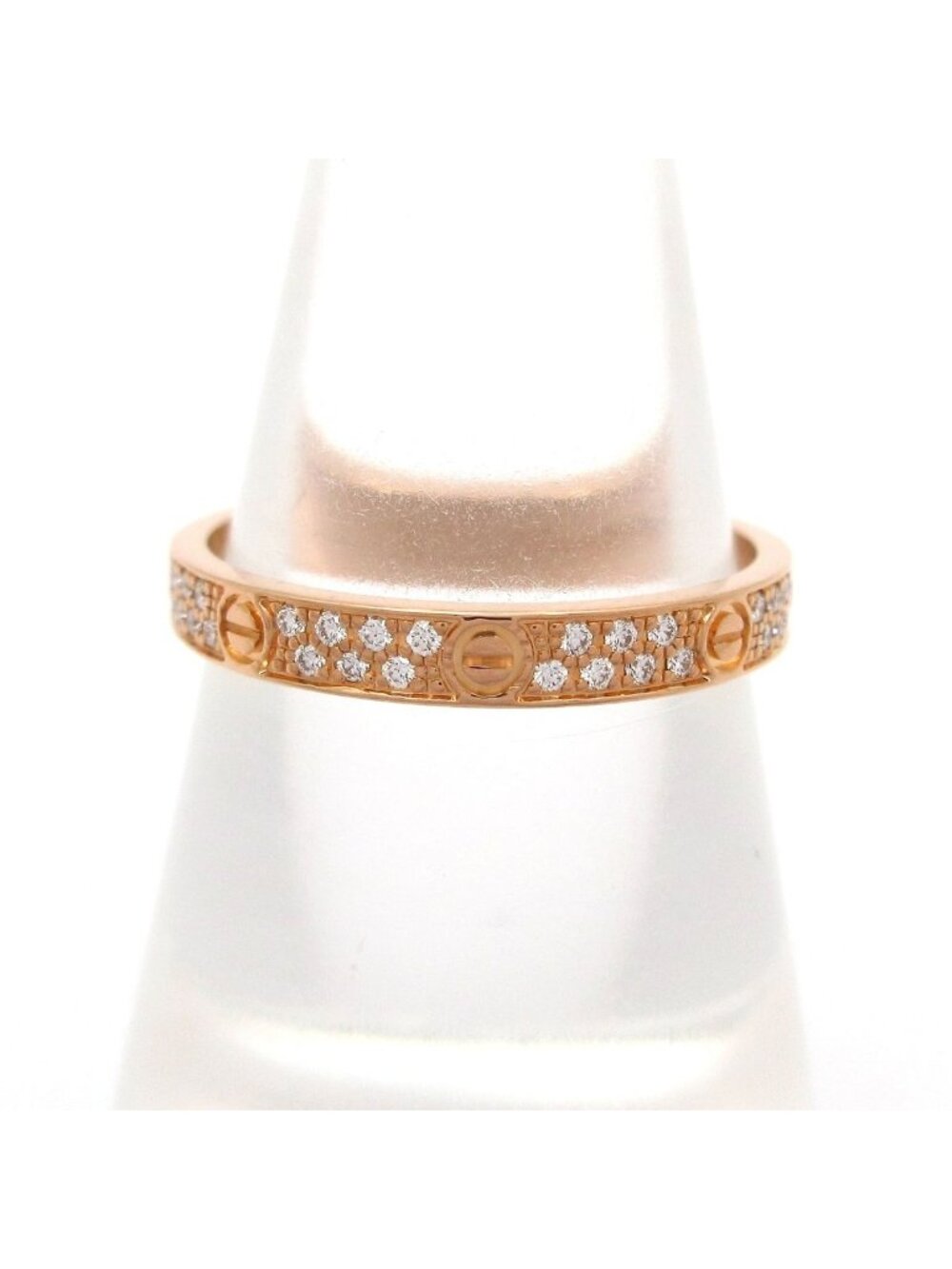 Cartier Ring 50 Mini Love 18k Pink Gold Diamond Pave